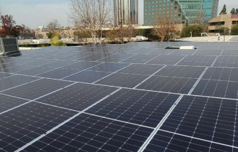 540-Watt Bifacial Solar Panels 540-watt bifacial solar panels installed on commercial rooftop, Newport Beach, California — National Energy Installers